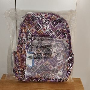 New Vera Bradley Campus Backpack. Purple. Five zipper compartments.Large Bag